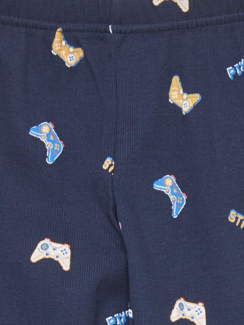 Pijama largo con estampado integral - AZUL