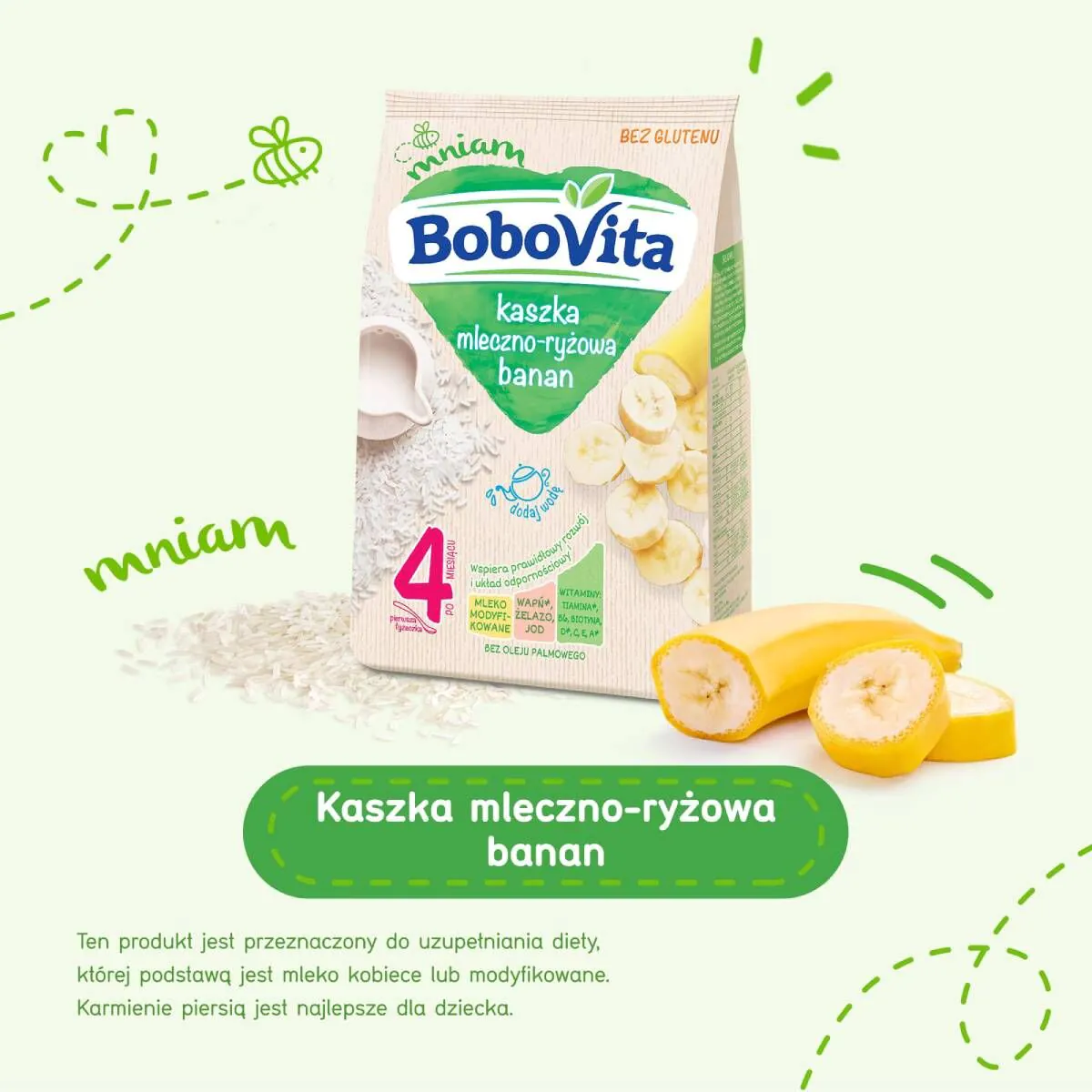 Bobovita Kaszka Mleczno-Ryżowa z Bananami