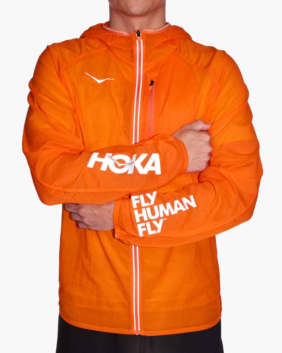 HOKA Skyflow Viz-jakke elektrisk mandarin