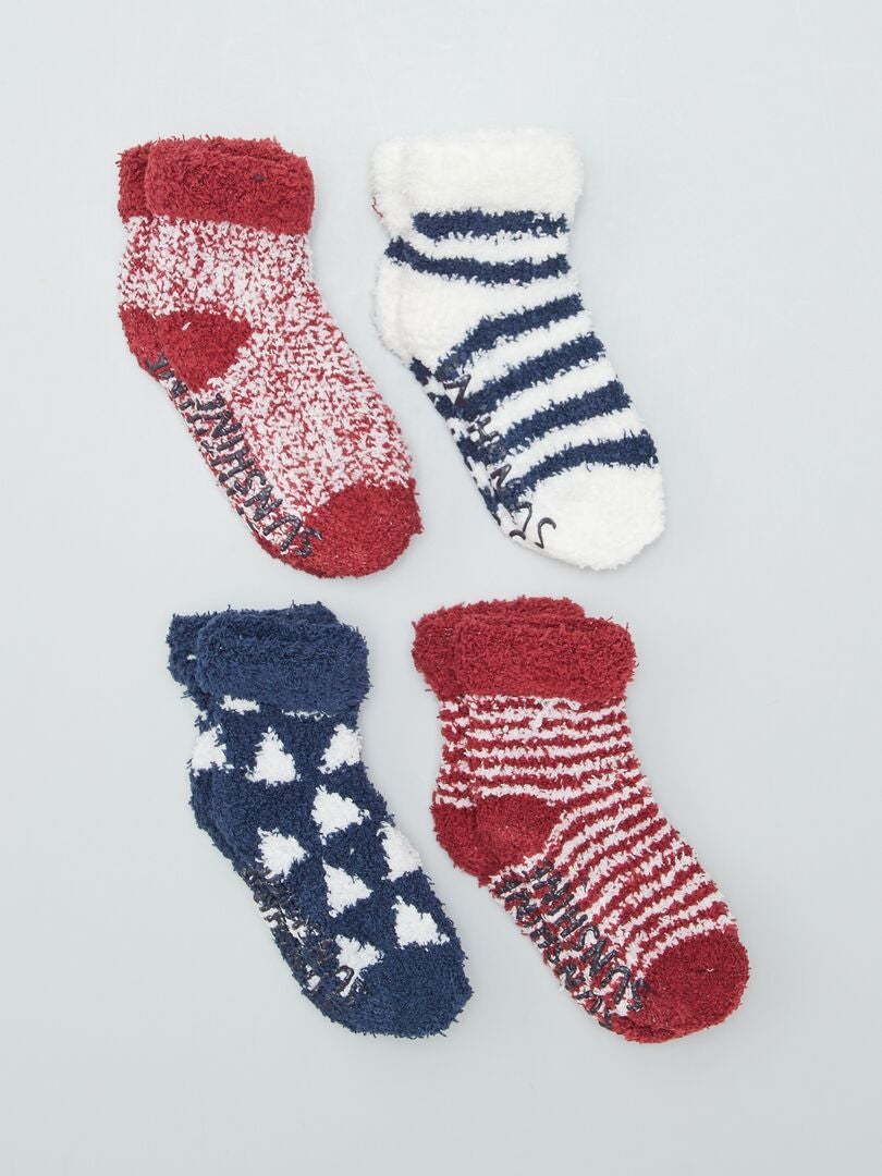 Set van 4 paar zachte gebreide sokken - ROOD