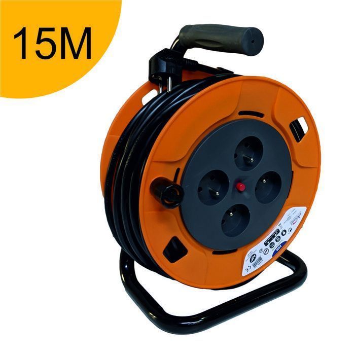 Extension cord reel - 15m H05VV-F 3G1.50 mm² cable - 4 x 16A sockets