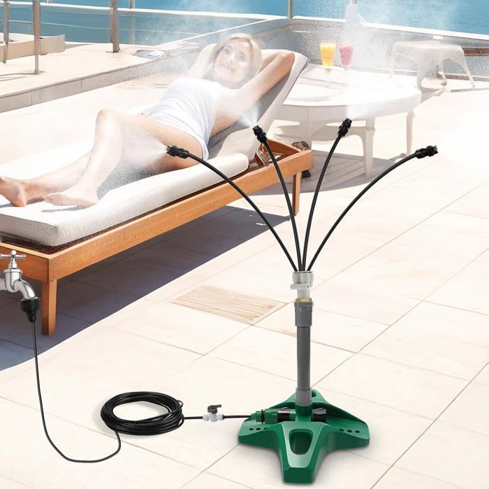 Ventiladores nebulizadores independientes para patios exteriores, sistema de refrigeración por nebulización portátil mejorado (8 m)