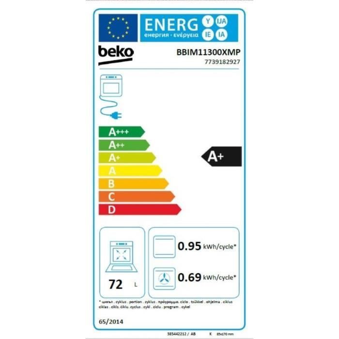 Horno pirolítico empotrable BEKO BBIM11300XMP - Acero inoxidable - Puerta fría - 72 L - Clase energética A+