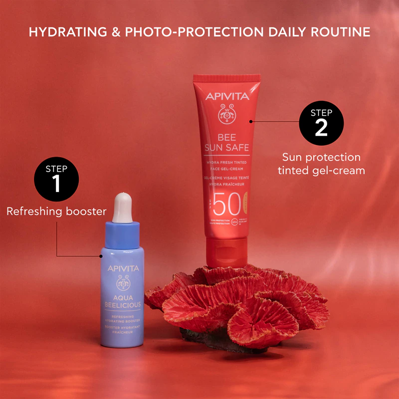Gel-creme facial hidratante com cor Apivita Bee Sun Safe FPS 50
