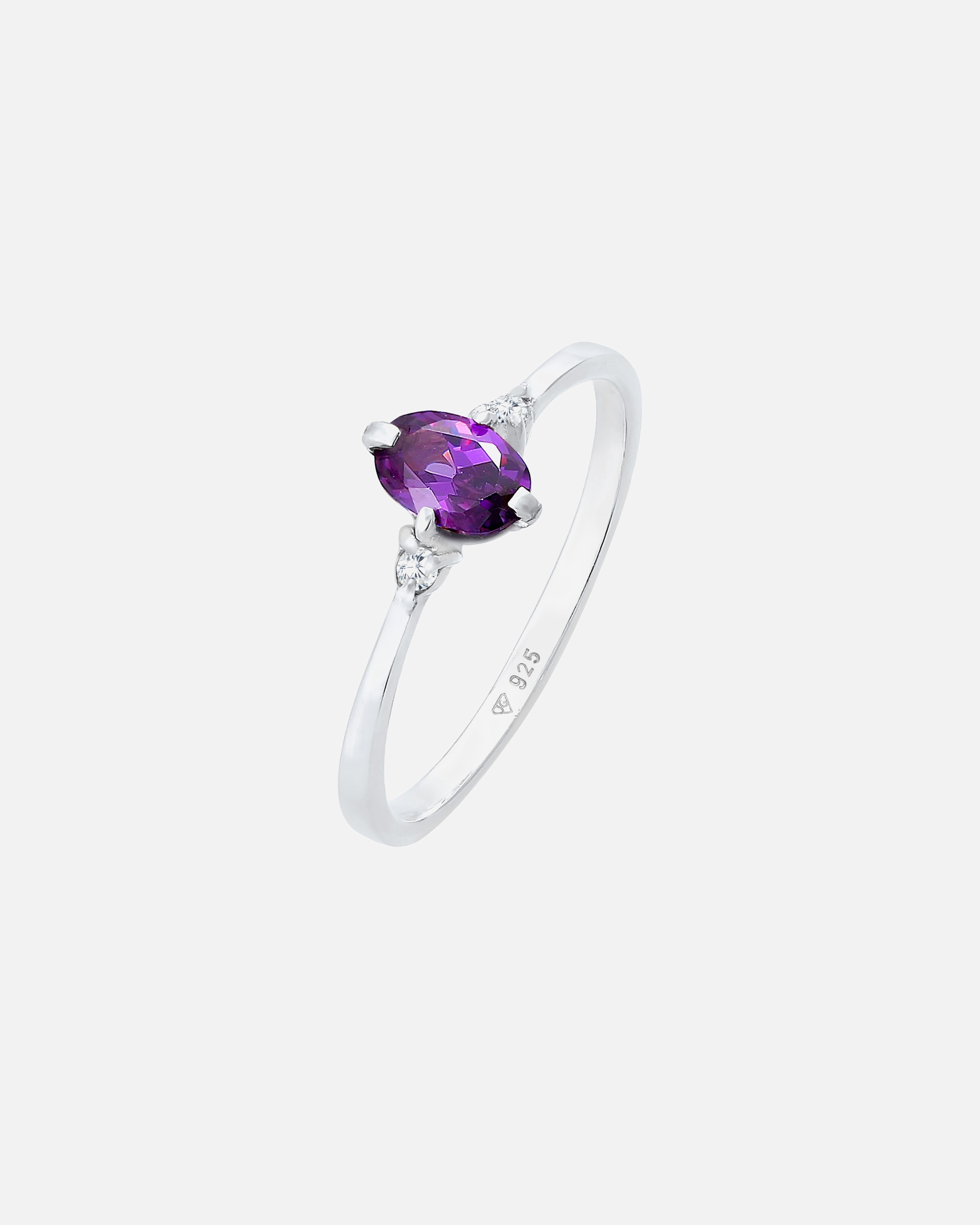Elli Dames Solitaire Engagement Violet étincelant with Zirconia Crystals en argent sterling 925