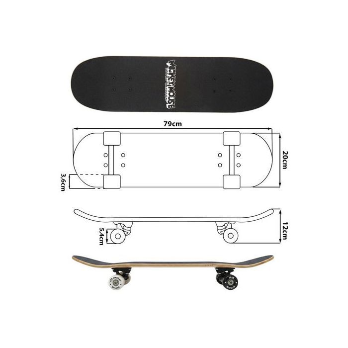 DISNEY Mickey Mouse STEAMBOAT Wooden Skateboard 79 cm, board for teenagers, large, lightweight and stable up to 100 kg