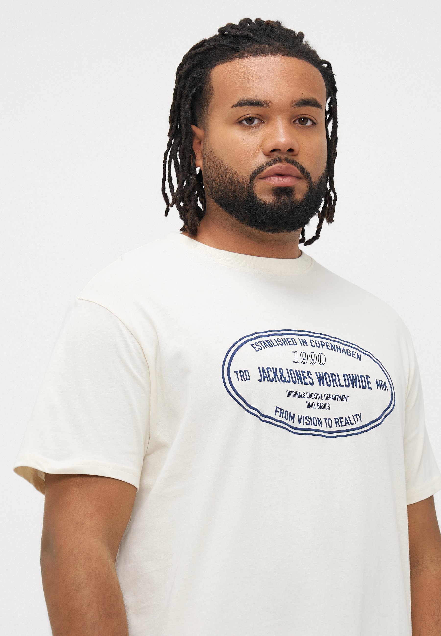Jack & Jones JORYORK FRONT TEE 3-PACK - T-shirt met print - antiek wit/zwart/Tibetaans rood