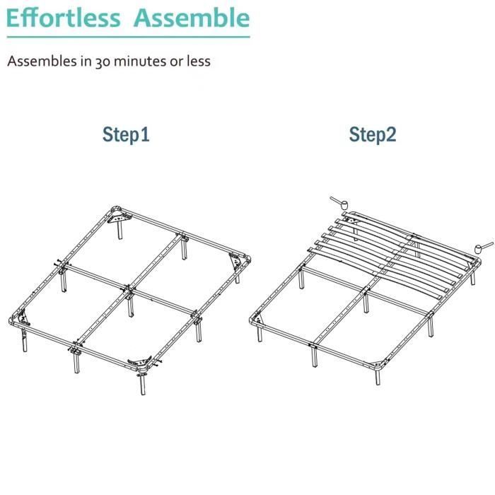 160x200cm Bed Base - Frixovel Slatted Bed Bases with 9 Legs - 160x200 Bed Frame with Slatted Base