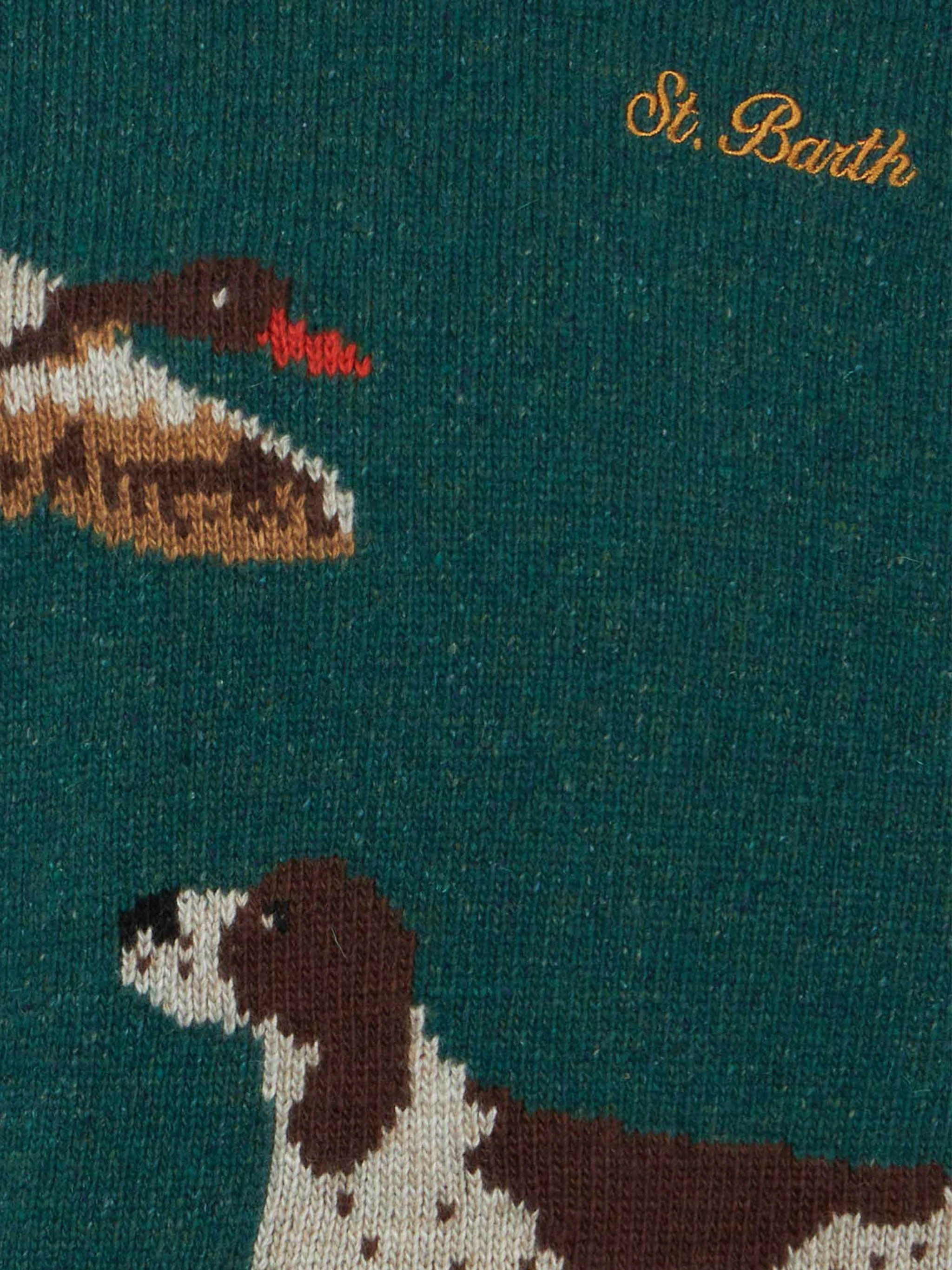 Donegal Kinderpullover mit Rundhalsausschnitt und Jacquard-Hundemuster