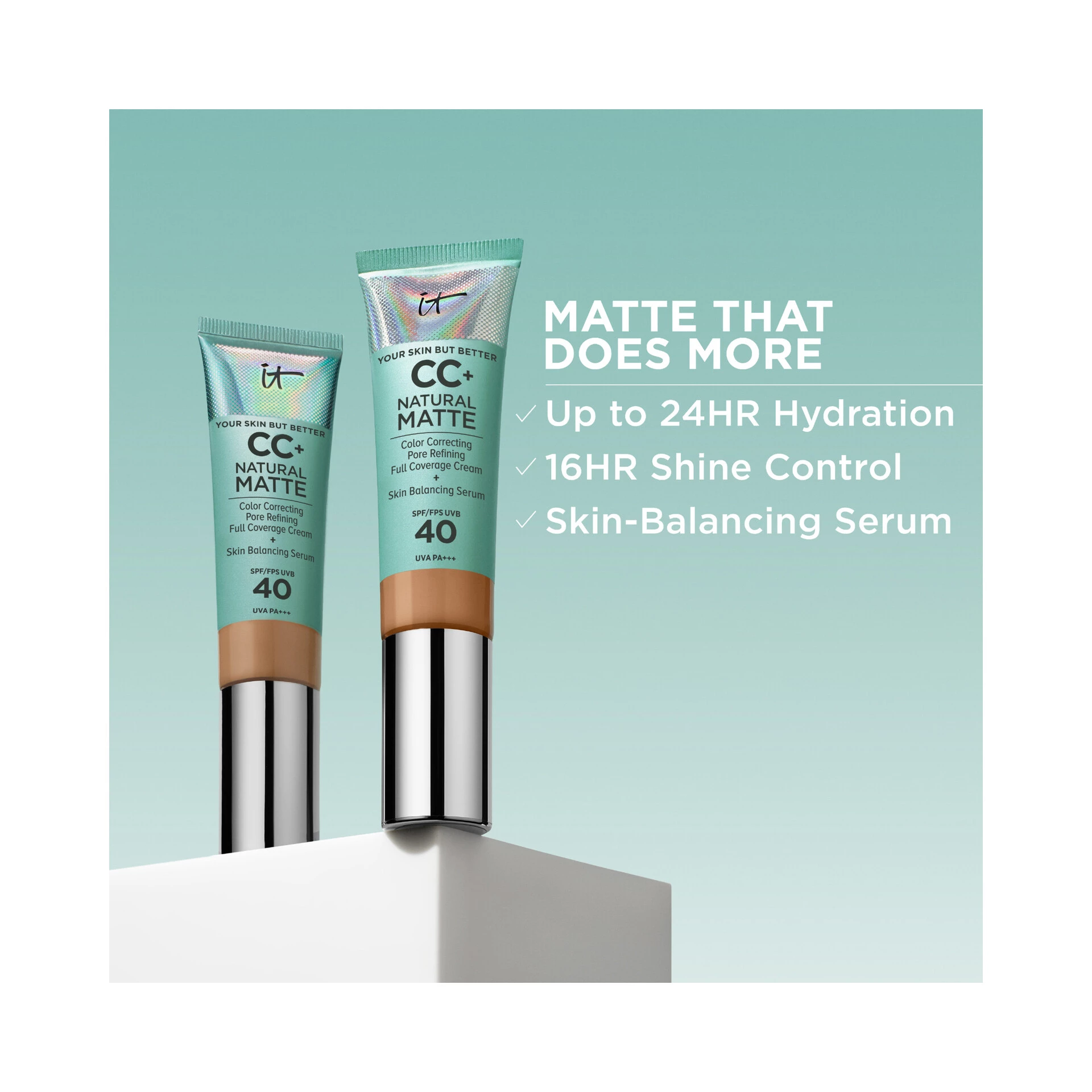 Cremă CC naturală mată SPF40 cu tenul tău, dar mai bună - Light Medium - IT Cosmetics