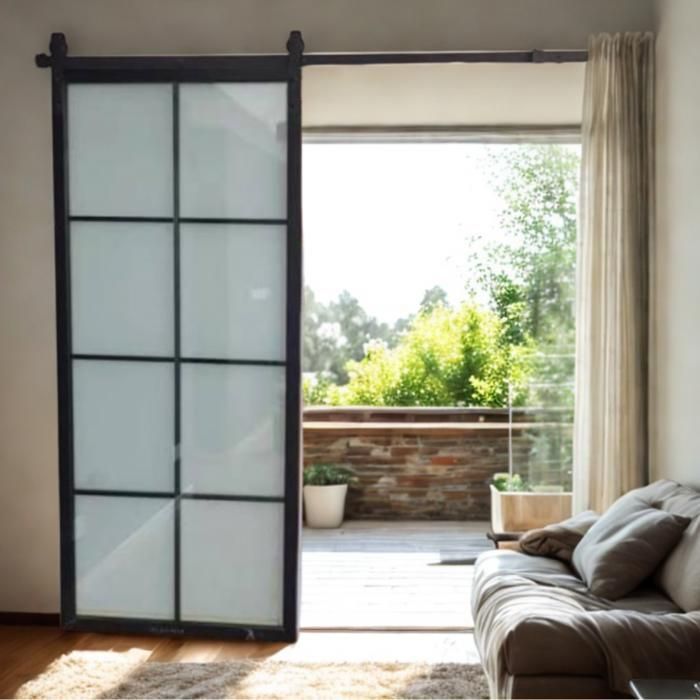 2M Sliding Door Rail, Surface Mounted, for Wooden Doors, Black