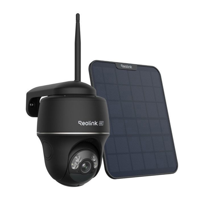 Reolink Argus Black bewakingscamera met zonnepaneel, 4K 8MP draadloze pan- en tiltcamera met schijnwerpers