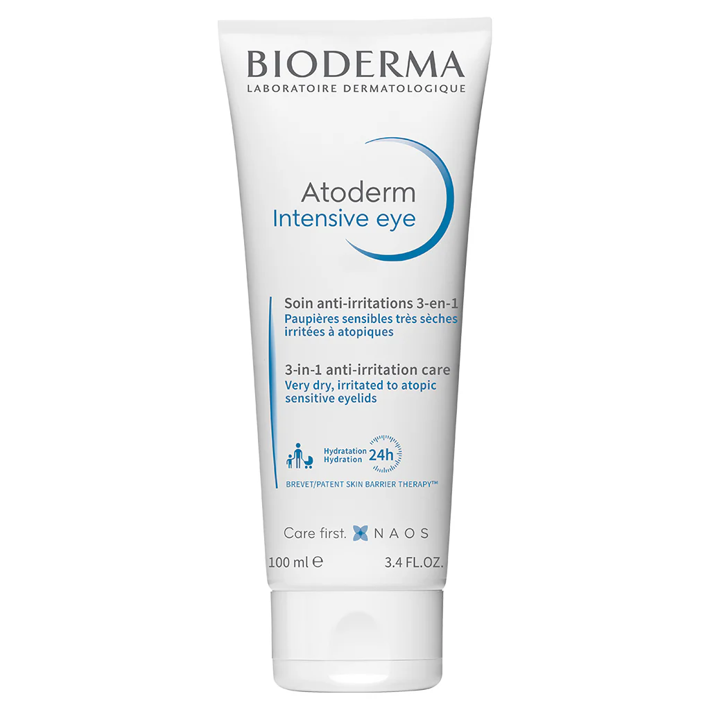 Atoderm Intensive Eye Trattamento quotidiano 3 in 1 per palpebre irritate - Tratt.viso 24 ore lenitiva, Struccante Occhi