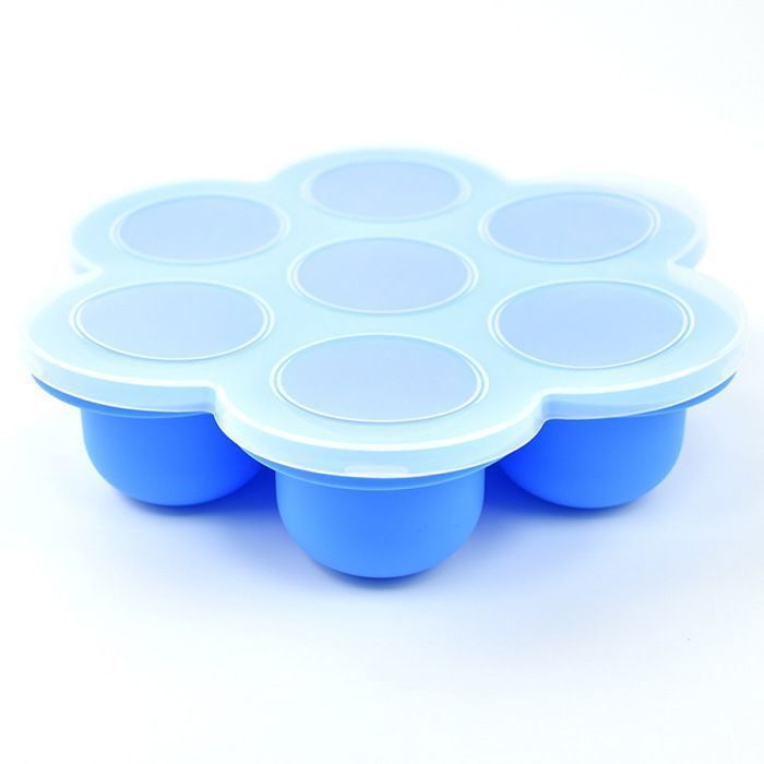 Recipientes de silicona para comida de bebé, bandejas para congelar con tapa para almacenar alimentos.