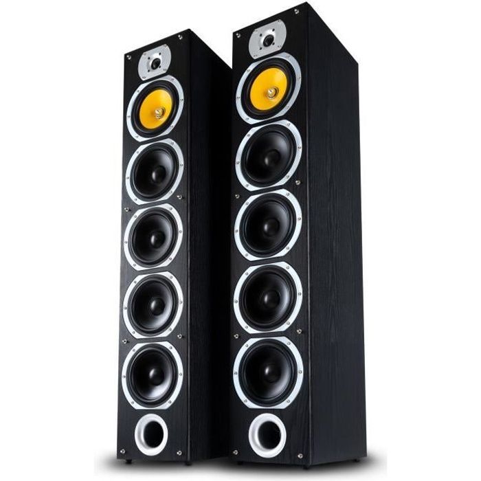 Bennett & Ross Exosphere hifi-set, een paar zwarte vloerstaande luidsprekers, 2x 200W RMS.