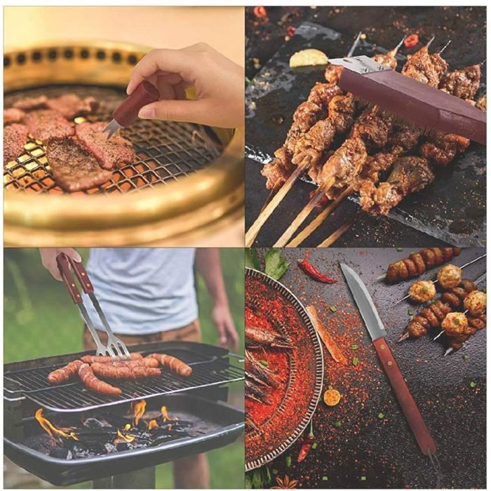 Set d'ustensiles barbecue - 18 pièces - Acier inoxydable - Mallette d'accessoires - Lavable