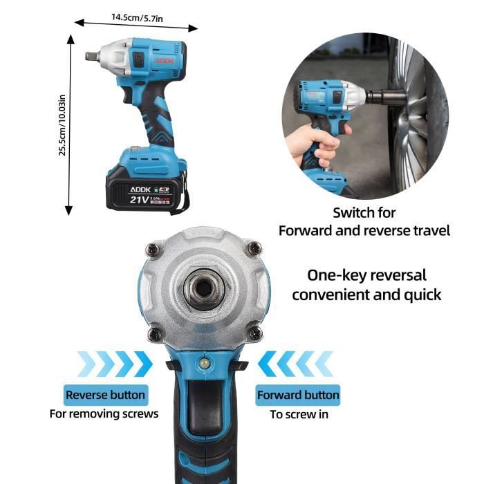 Llave de impacto inalámbrica de 380 Nm con taladro percutor, paquete de 2 herramientas, motor sin escobillas, 2 baterías de 3,0 Ah, juego de herramientas de 25 piezas.