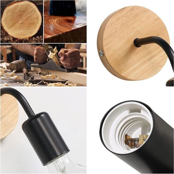 DELIPOP Applique Murale LED Lot 2 Moderne Lampe Murale Chevet Noir Pour Chambre Salon Couloir (Sans ampoule)
