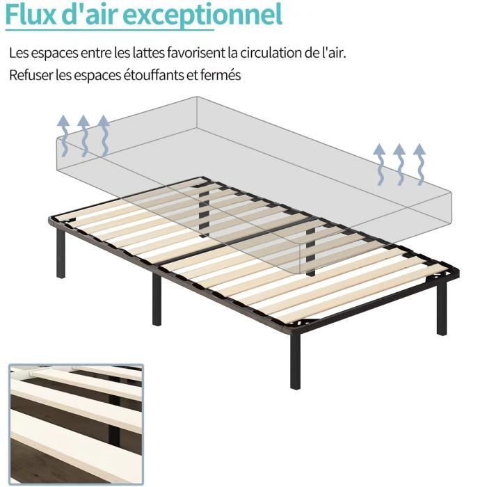 90x190cm bedbodem - Frixovel - Lattenbodem - 6 poten - 14 latten - Zwart