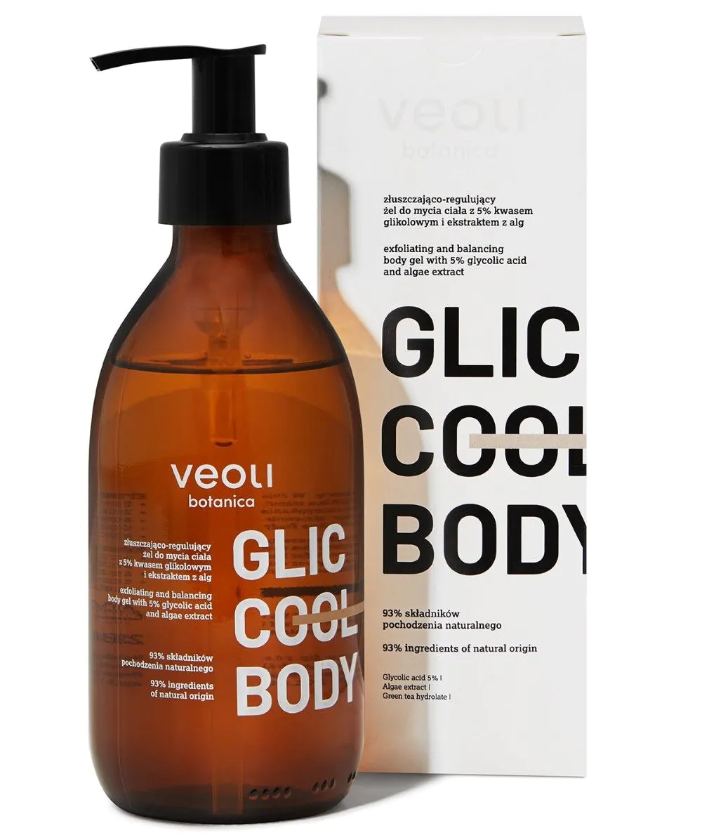 Veoli Botanica Glic Cool Body złuszcz.regul. Żel do ciała z kw. glikolowym i ekstraktem z alg 280 ml