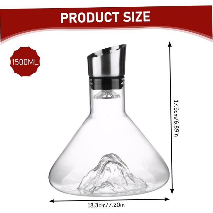 Aérateur de vin cristallin - DOK - 1500 ml - Carafe élégante - Fond iceberg - Transparent clair