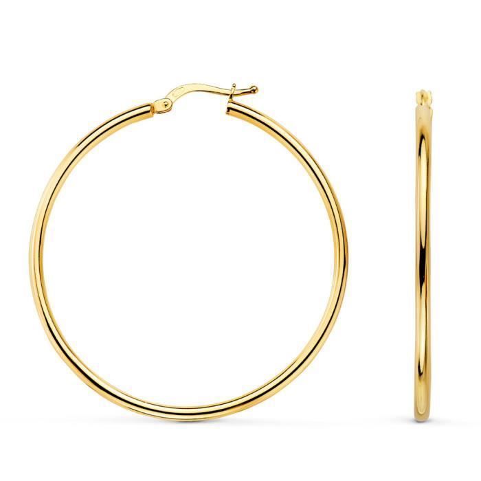 Pendientes de mujer - L'ATELIER D'AZUR - Pendientes de aro de oro amarillo auténtico - Diámetro 4,5 cm
