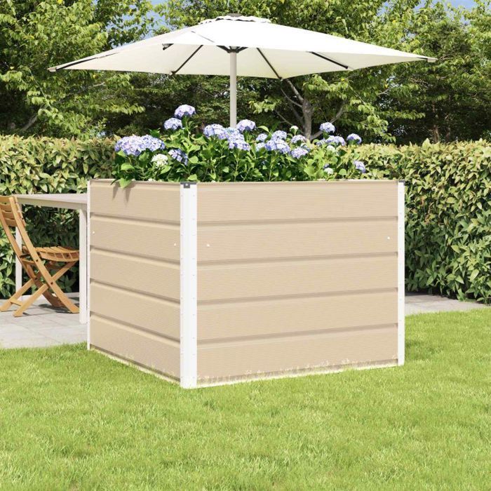 Macetero - VIDAXL - Marfil - Acero - 100 x 100 x 75 cm - Resistente a la intemperie