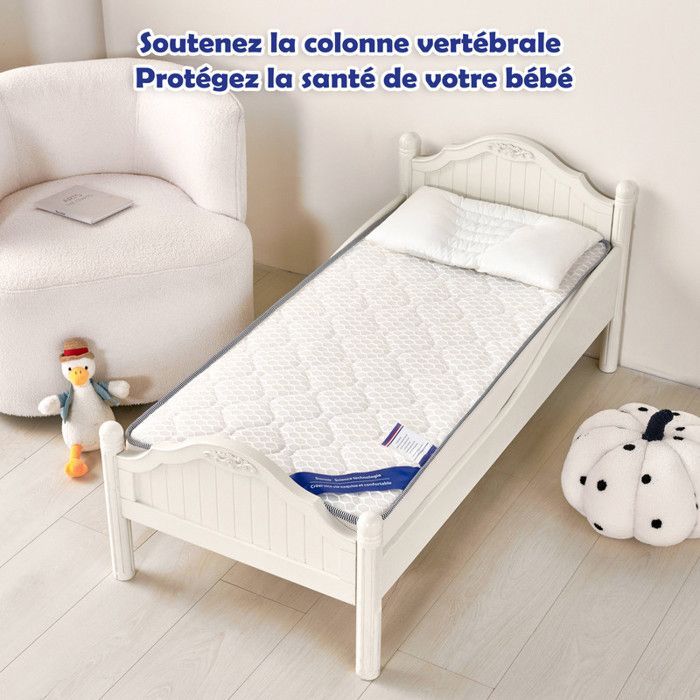 KITYTETY - Colchón para bebé 60x120CM Grosor 11CM - Núcleo perforado y antibacteriano - 2 lados ultratranspirables