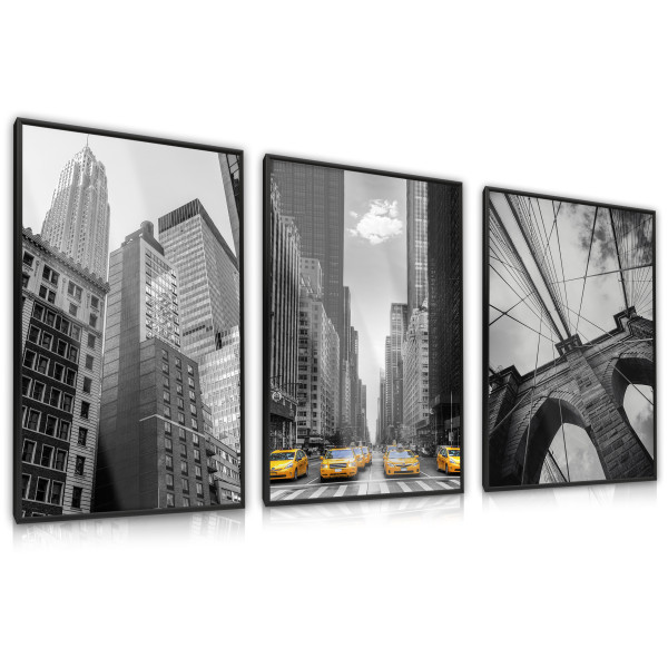 ZESTAW 3x Plakat NEW YORK Wieżowce Architektura 30x40cm