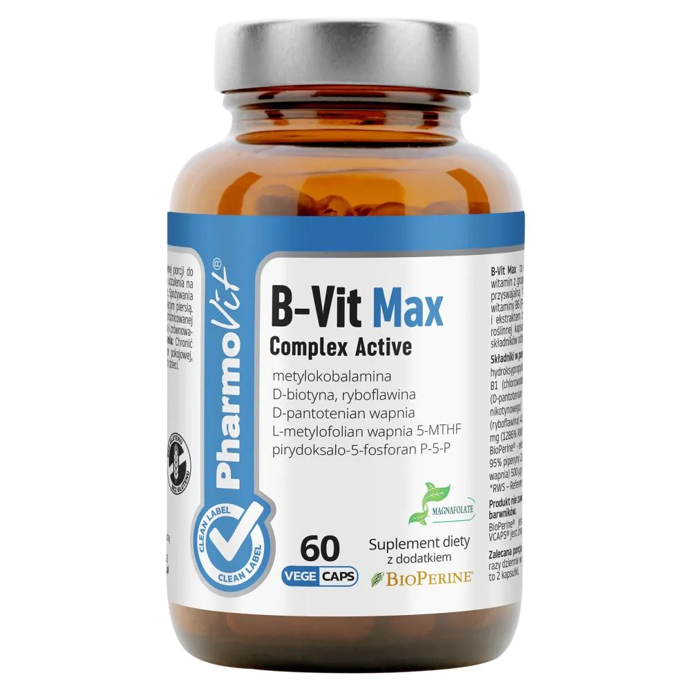 PharmoVit Clean Label B-Vit Max Complex Active Kapsułki
