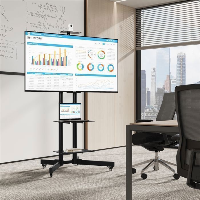 Soporte para TV Yaheetech con ruedas - Altura ajustable - Con freno - 3 estantes para pantallas de 30 a 60 pulgadas/LCD/LED/Plasma VESA
