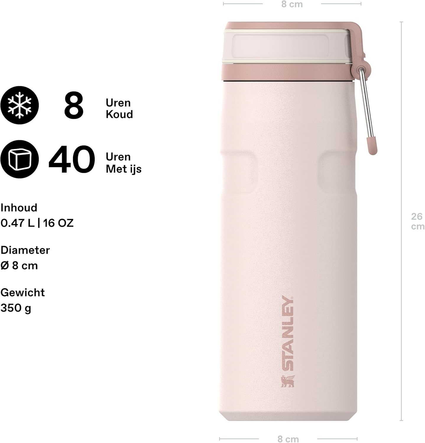 Stanley ūdens pudele/termoss 0,47 l – ICEFLOW™ pudeles vāciņš ar pagriežamu aizdari – 1 gab.