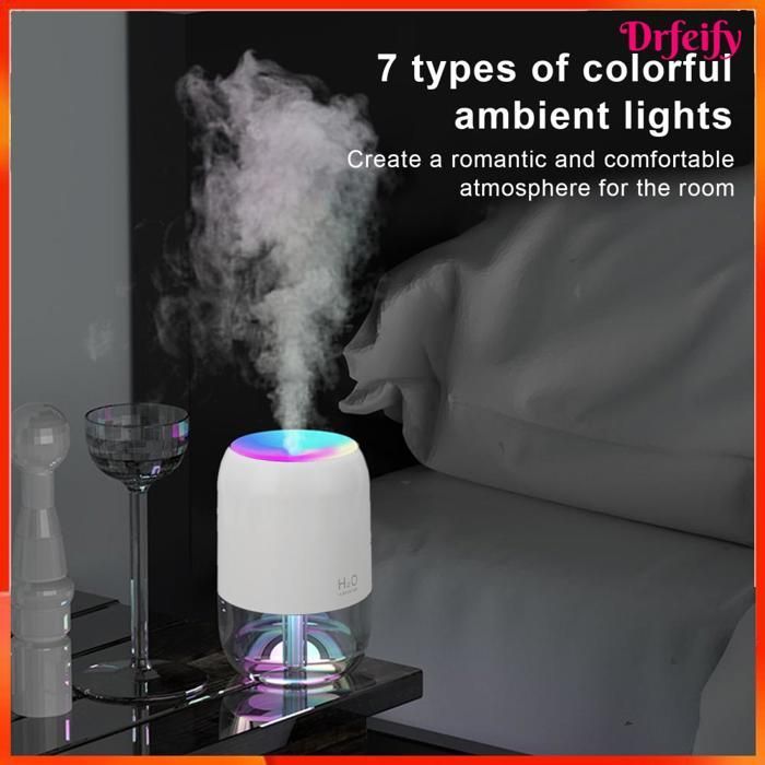 Diffuseur d'aromathérapie - AKOZON - 200 ml - Réservoir 200 ml - USB rechargeable - 7 couleurs LED