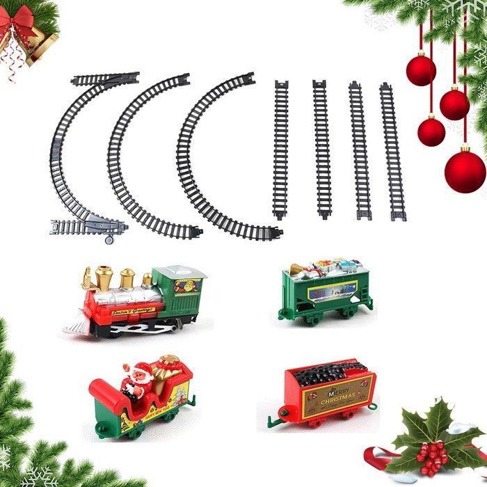 Tren eléctrico navideño, tren infantil con vías para niños y niñas.