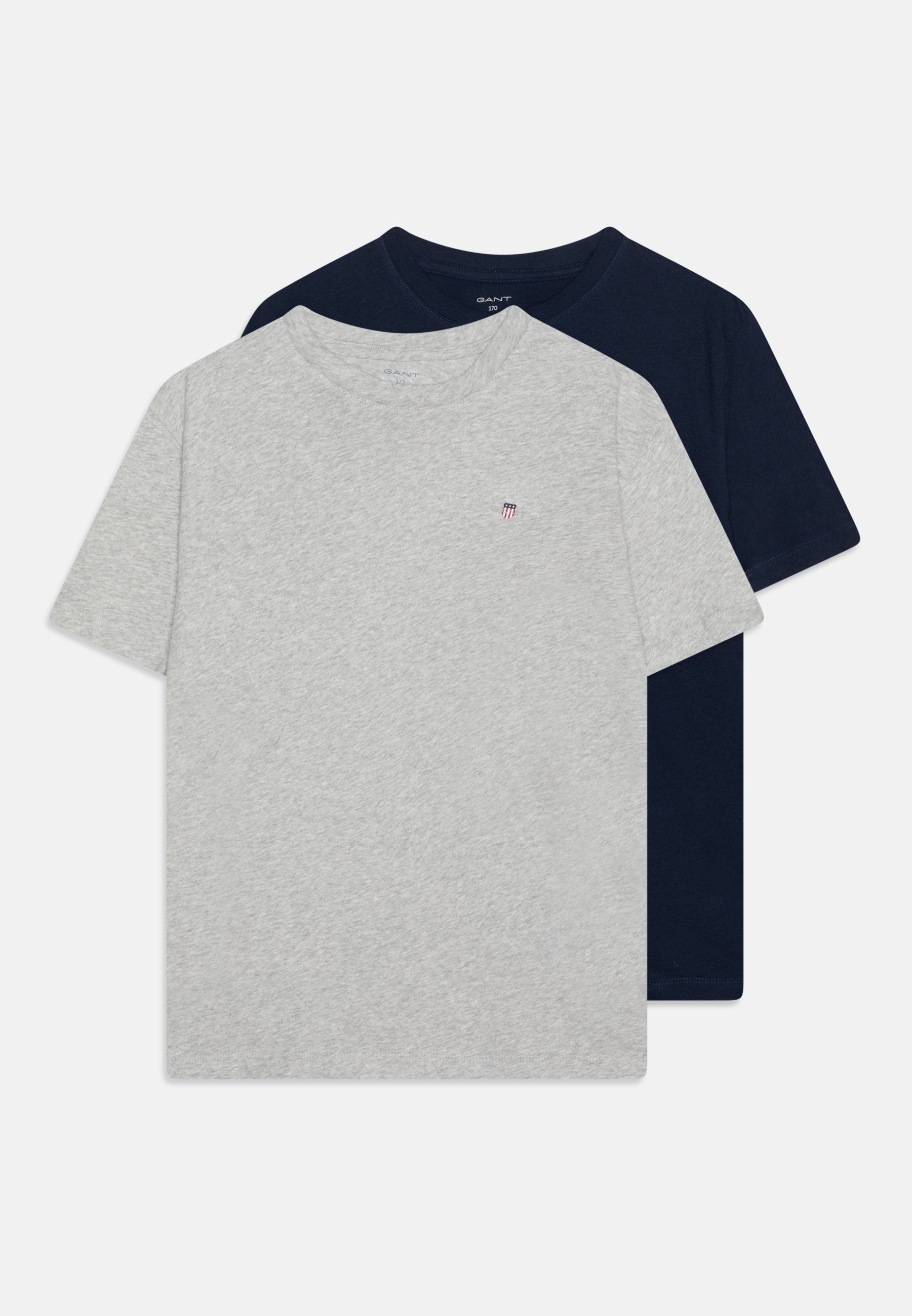 GANT C NECK UNISEX 2 PACK - Koszulka basic - jasnoszary melanż/granatowy