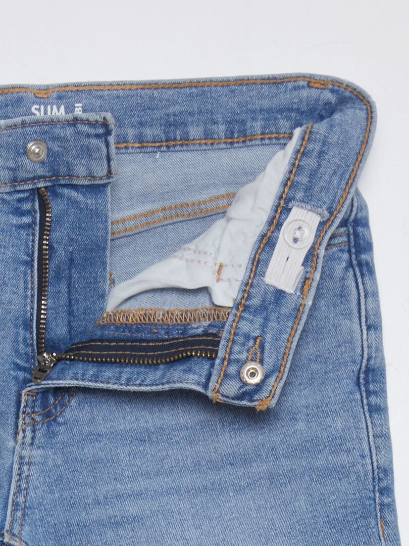 Calça jeans slim de cintura alta ajustável - AZUL