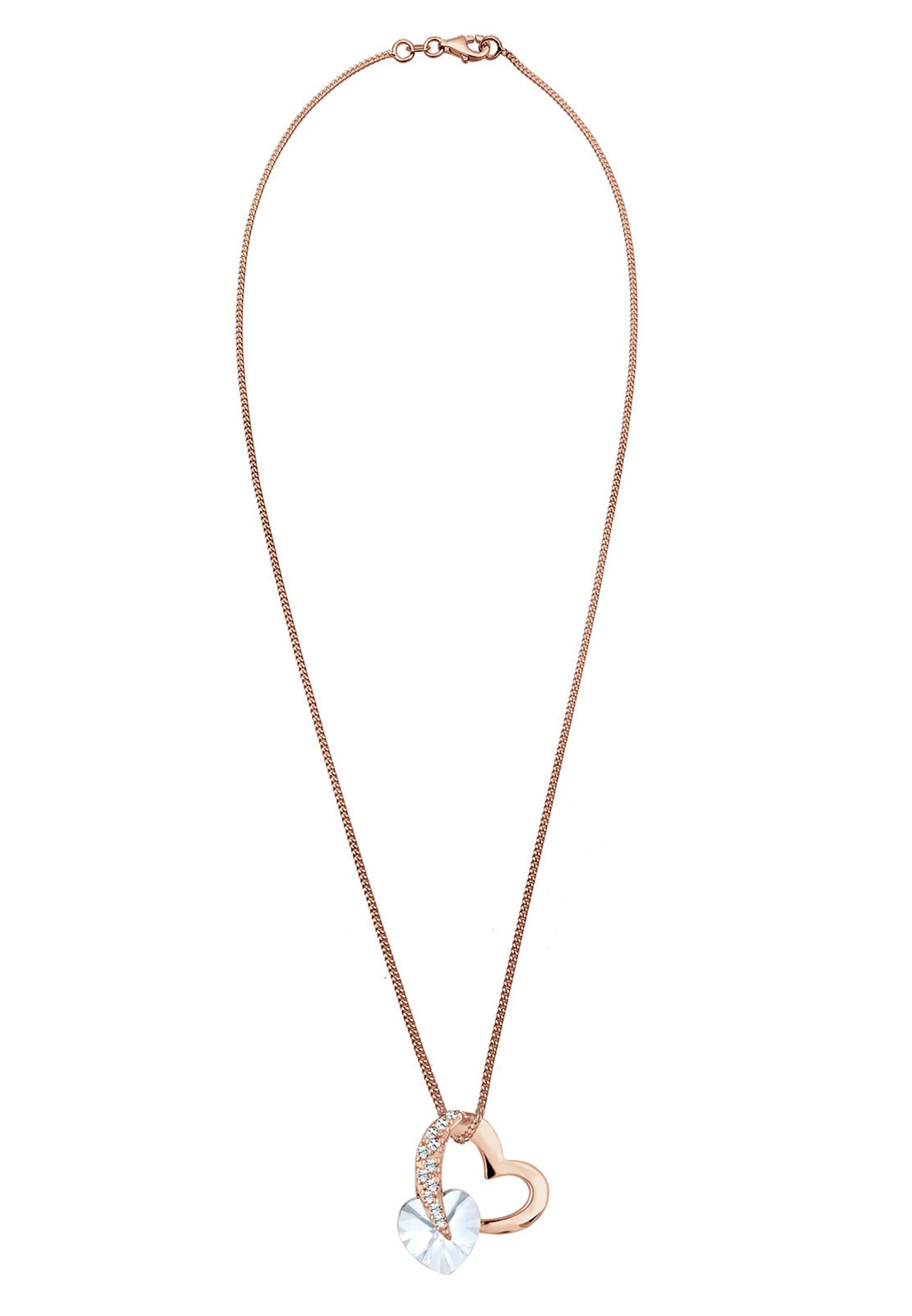 Elli Femmes symbole du cœur pendentif cristaux en argent sterling 925 plaqué or rose