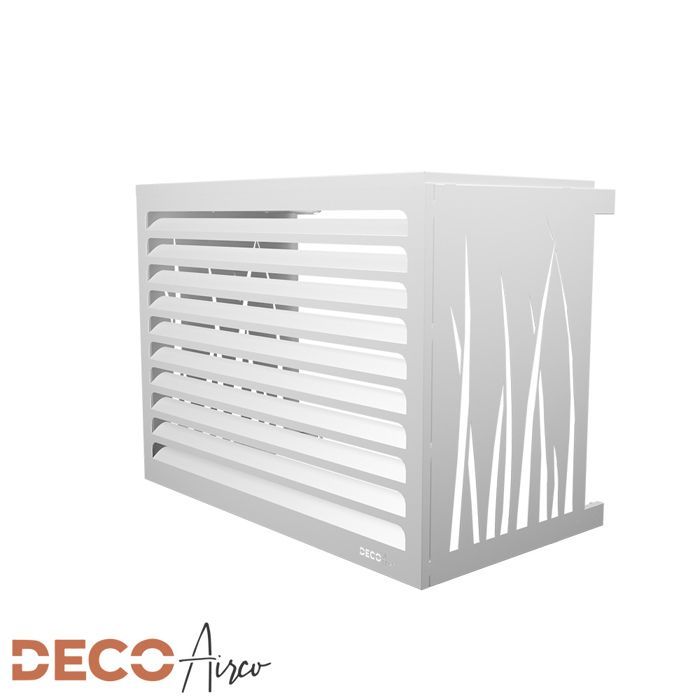 DECOAIRCO - Cubierta metálica para unidad exterior de aire acondicionado - Cubierta para aire acondicionado, bomba de calor, protección de unidad exterior - Talla S - Blanco