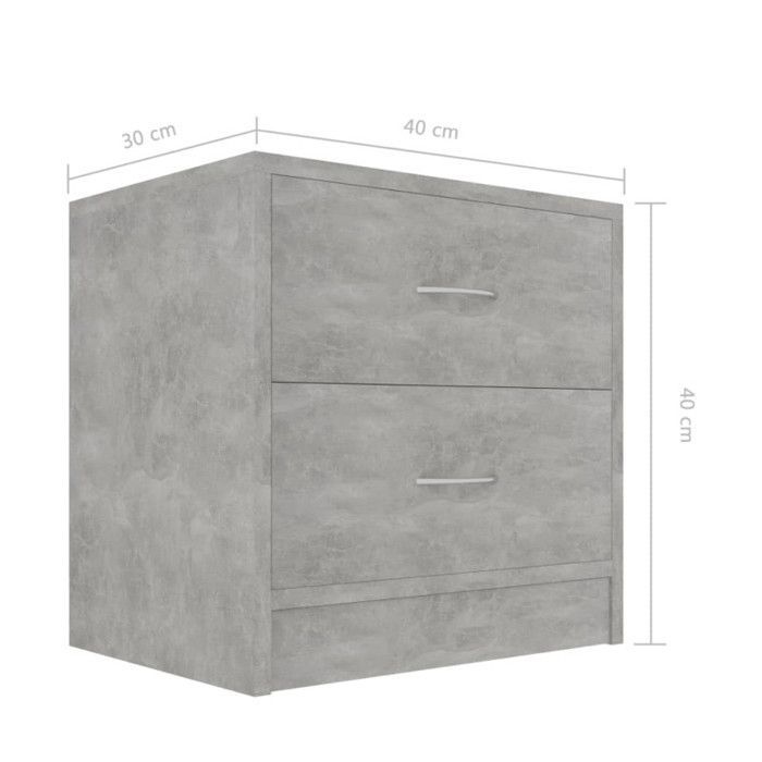 vidaXL Bedside Table, Concrete Grey, 40 x 30 x 40 cm, Chipboard