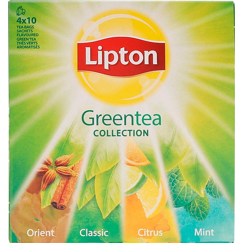 Collezione di tè verde Lipton, 40 bustine, 4 gusti