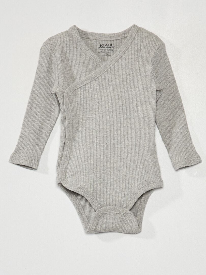 Komplet 3 body z dzianiny prążkowanej - 3 sztuki - NIEBIESKI