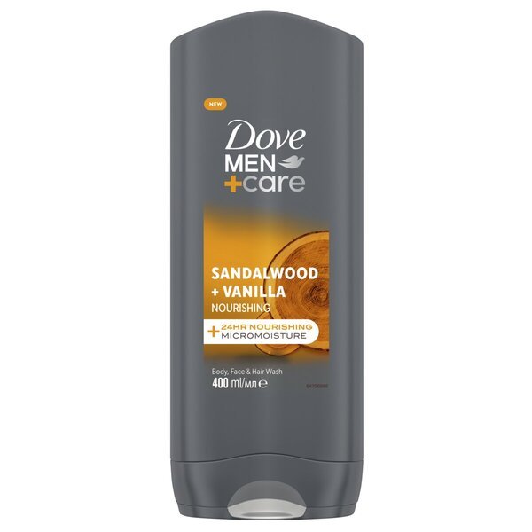 Dove Men+Care gel za tuširanje 3 u 1 s mirisom sandalovine i vanilije 400 ml