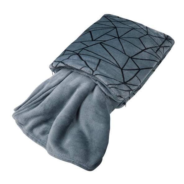 in 1 travel pillow & blanket, light grey