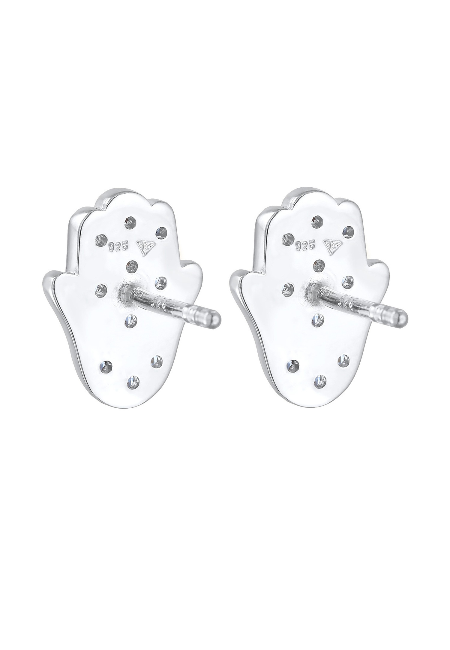 Elli Femmes Clous d'oreilles Hamsa main symbole avec Cristal de Zirconium en Argent Sterling 925