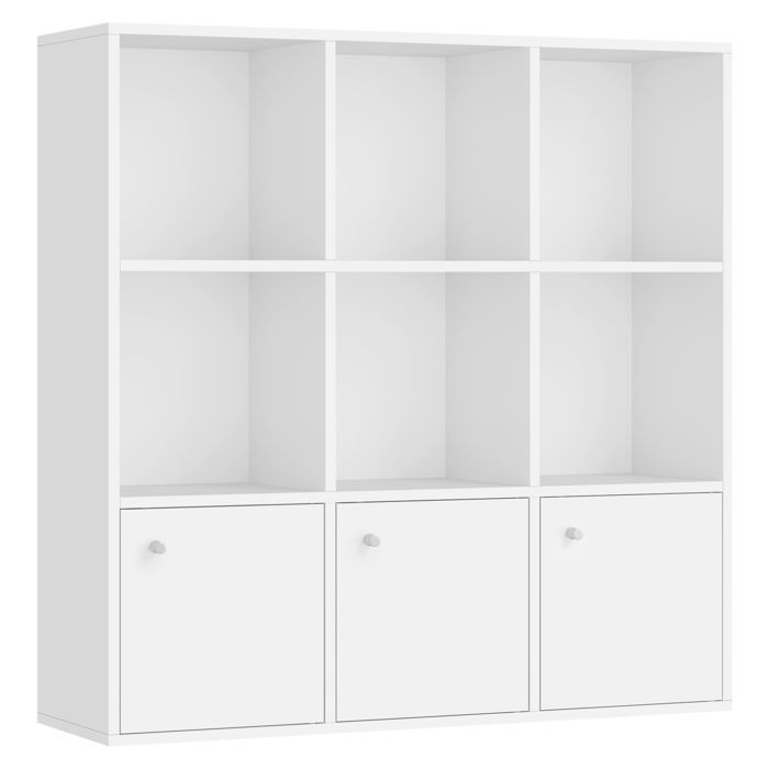 VASAGLE Boekenkast, 3-laags opbergkast met 3 ondervakken, 29 x 97,5 x 97,5 cm, eetkamer, wit