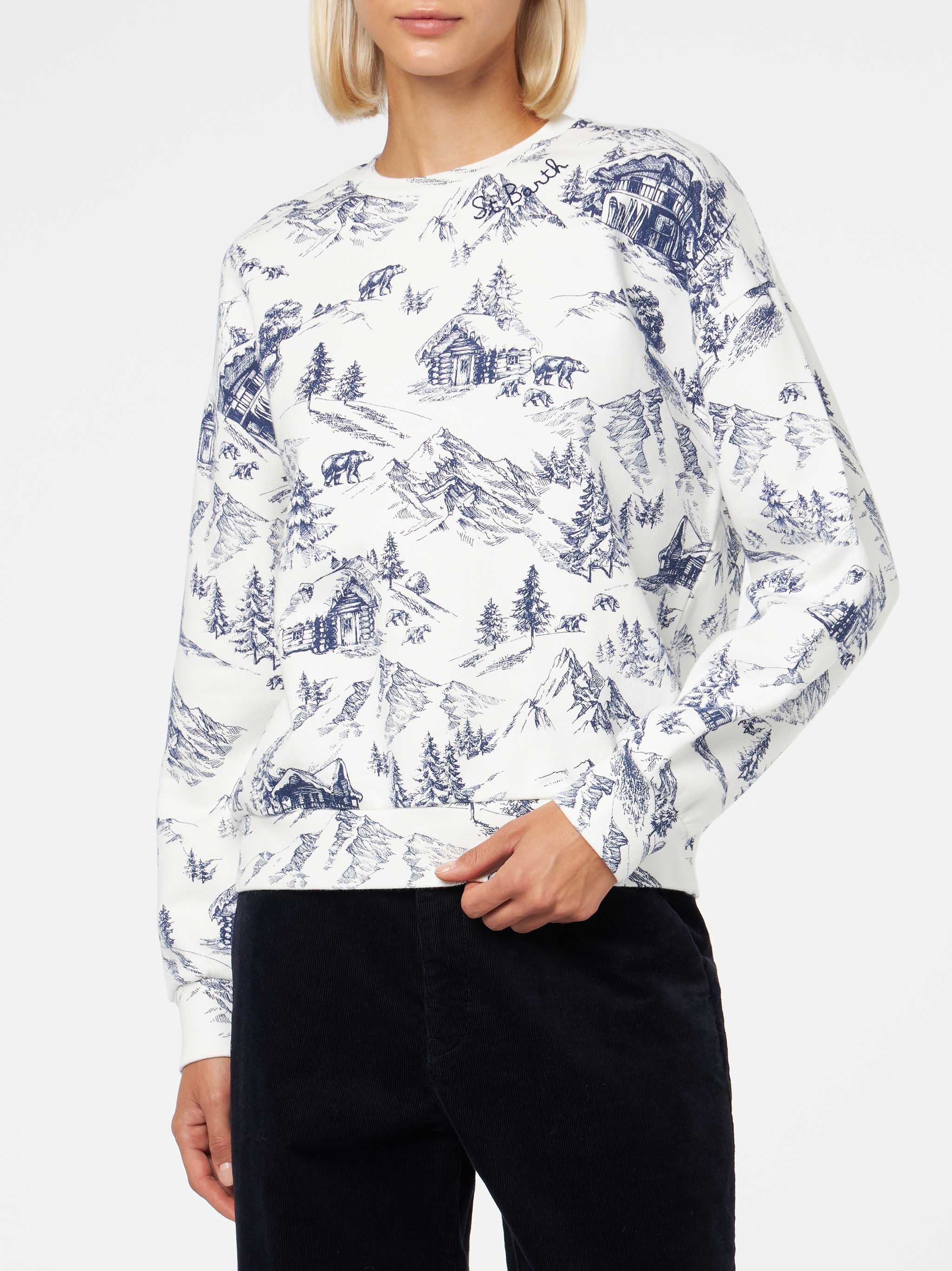 Damessweatshirt met toile de jouy-print.