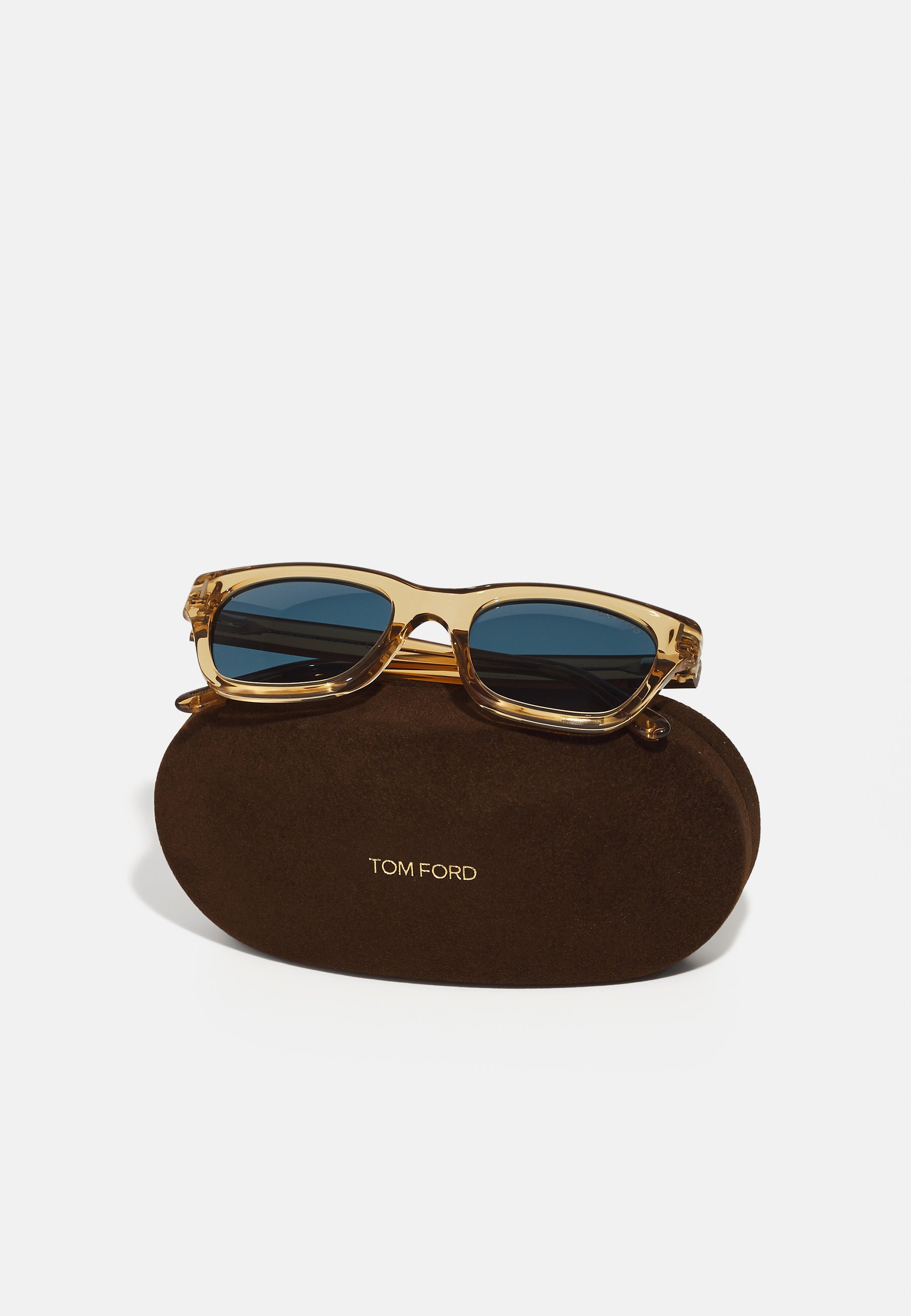 Tom Ford SNOWDON UNISEX - Zonnebril - glanzend lichtbruin/blauw