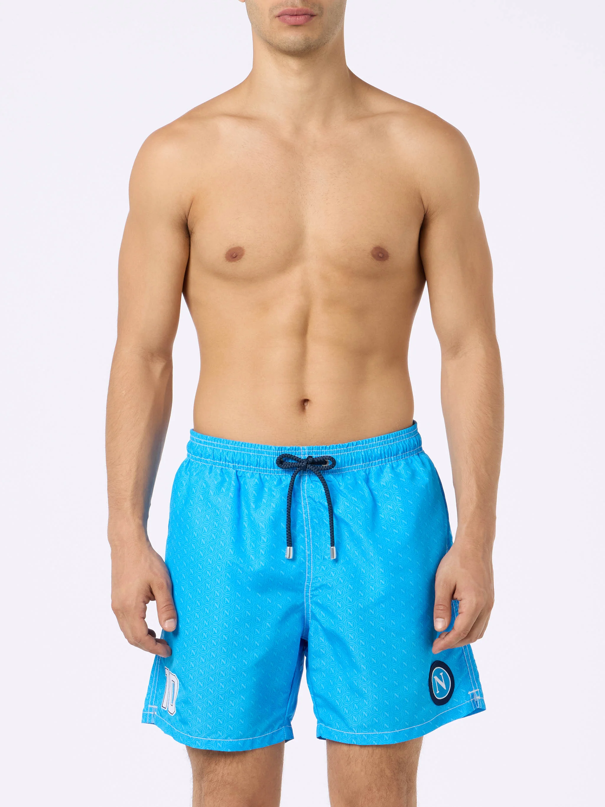 Gustavia Mid-Length Zwemshorts | Napels Print | Peach Touch Stof | AI-Ontwerp | MC2 Saint Barth | SSC NAPOLI SPECIAL EDITION