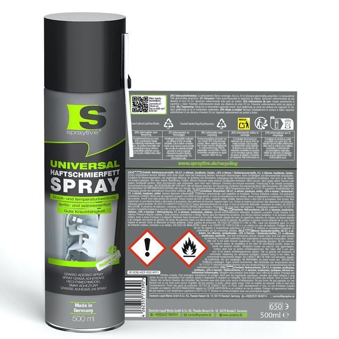 Spraytive 1× 500ml – universal spray of adhesive grease, penetrating lubricant for cars, joints and bearings