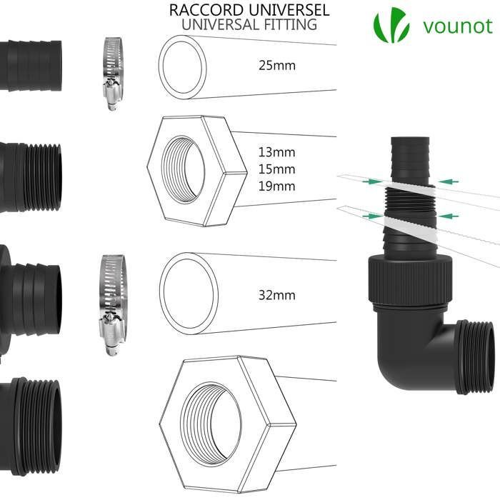 VOUNOT® Pompe d'évacuation pour eaux chargées 14000L/h - profondeur 7m - automatique avec flotteur - protection thermique